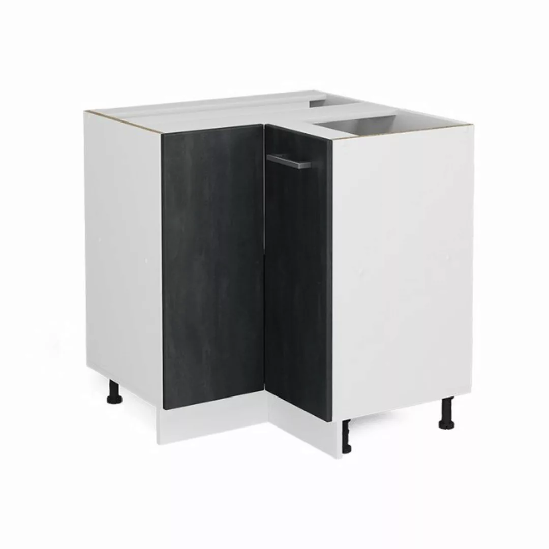 Vicco Eckunterschrank Küchenunterschrank R-Line 75,6 cm Weiß Schwarz Beton+ günstig online kaufen
