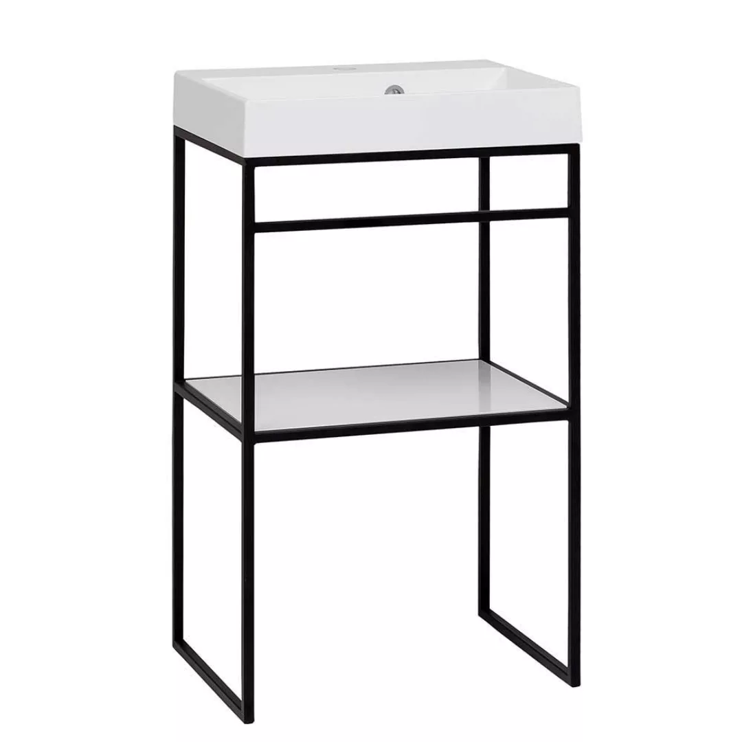 Design Badmöbel Set in Schwarz Weiß modern (zweiteilig) günstig online kaufen