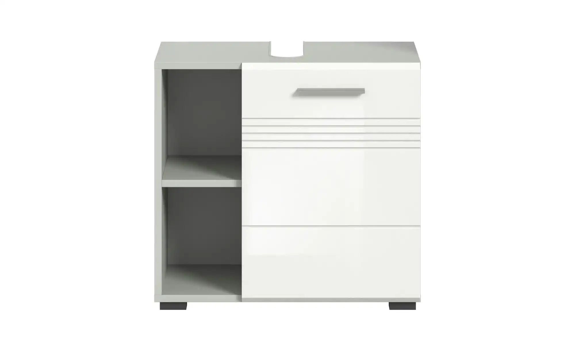 xonox.home Waschbeckenunterschrank in Hellgrau / Weiß Hochglanz - 60x56x32c günstig online kaufen