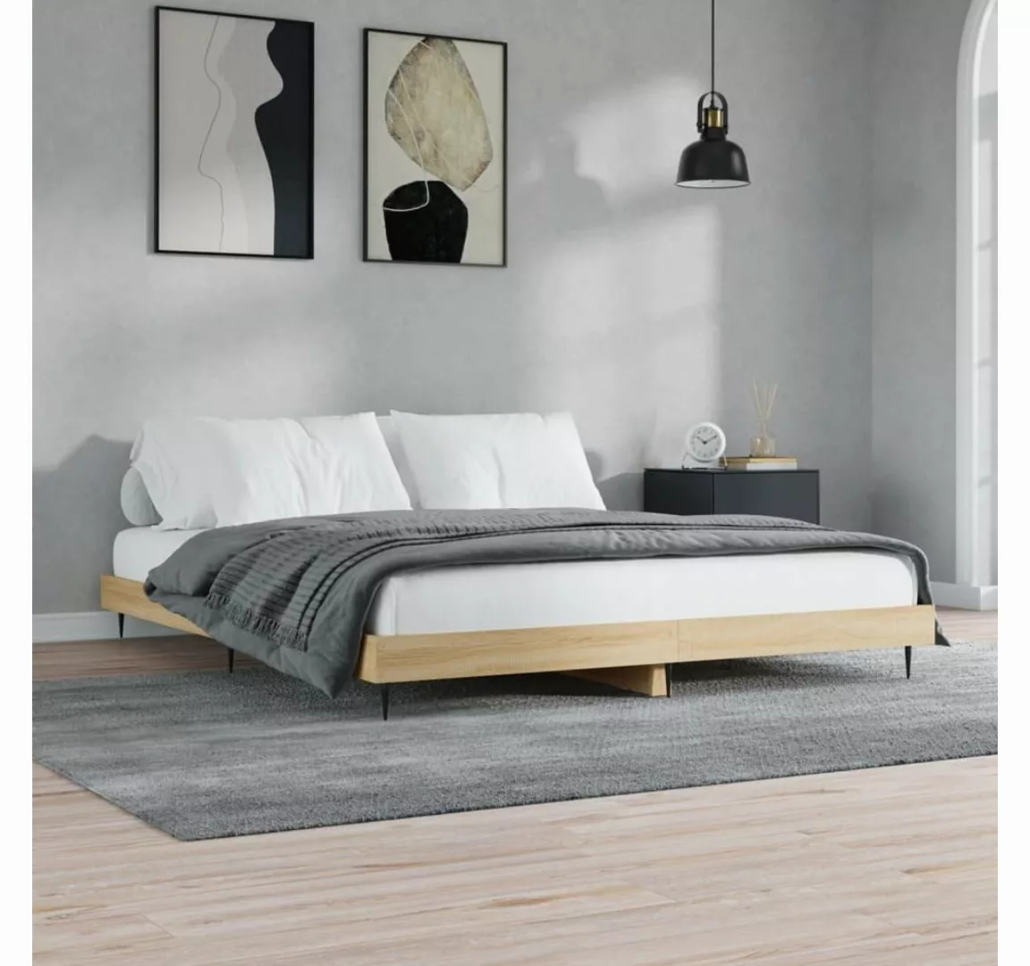 furnicato Bett Bettgestell Sonoma-Eiche 120x200 cm Holzwerkstoff günstig online kaufen