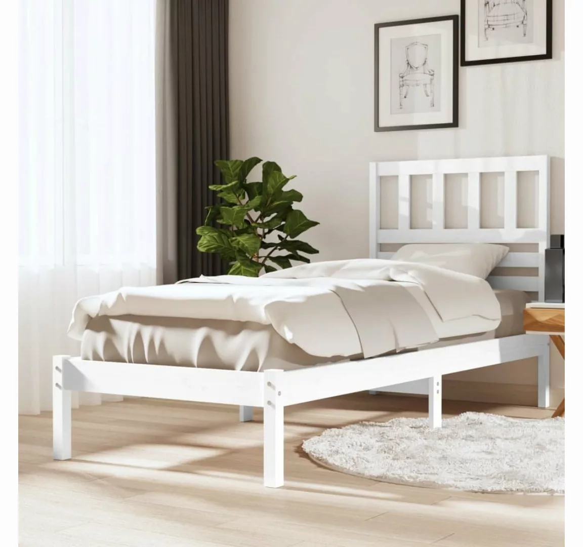 furnicato Bett Massivholzbett Weiß 75x190 cm Kiefer günstig online kaufen