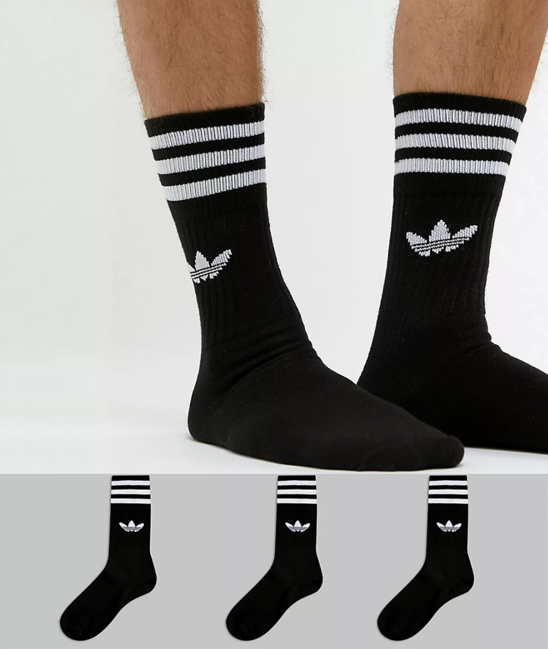 Adidas Originals Solid Crew Socken EU 39-42 black / white günstig online kaufen