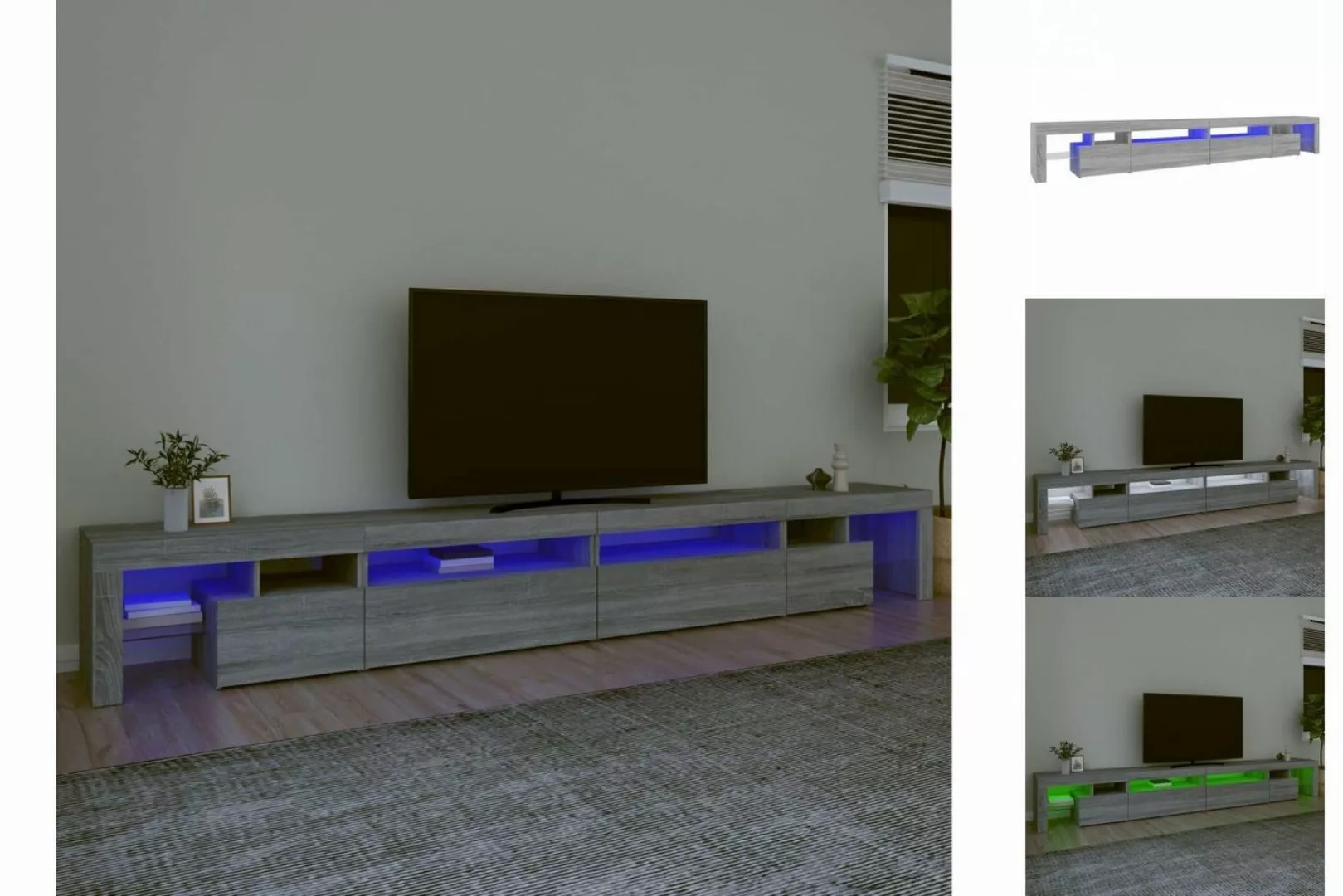 vidaXL TV-Schrank TV-Schrank mit LED-Leuchten Grau Sonoma 290x36,5x40 cm Lo günstig online kaufen