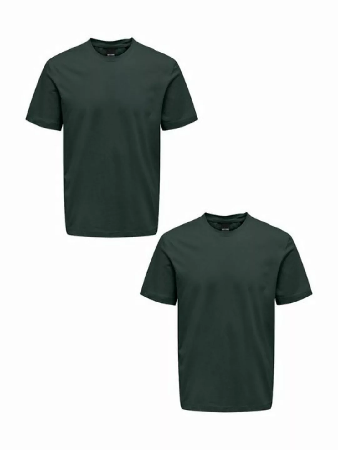 ONLY & SONS T-Shirt T-Shirt 2er-Set Rundhals Kurzarm (1-tlg) 7642 in Grün-2 günstig online kaufen