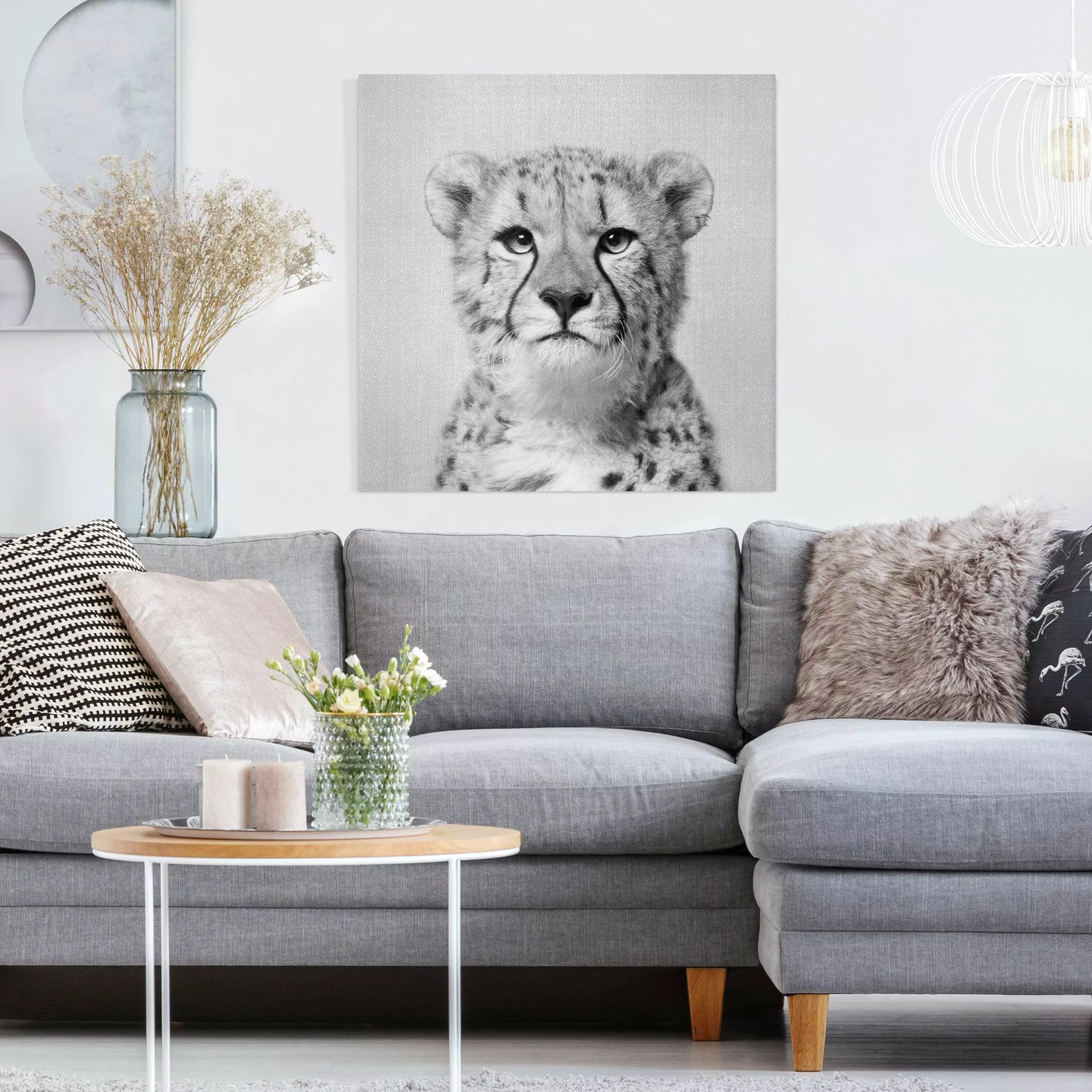 Leinwandbild Gepard Gerald Schwarz Weiß günstig online kaufen