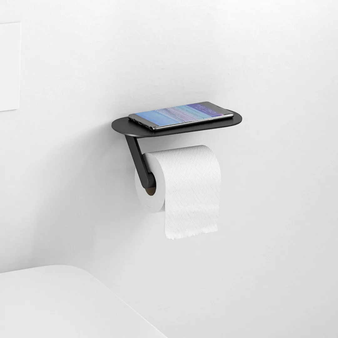 hansgrohe Toilettenpapierhalter "WallStoris", mit Ablage mattschwarz günstig online kaufen
