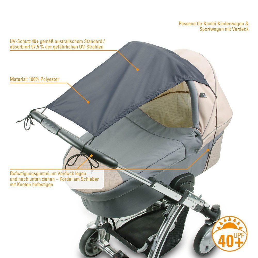 Diago Kinderwagen-Sonnenschutzhülle Anthrazit, Sonnensegel für Kinderwagen günstig online kaufen