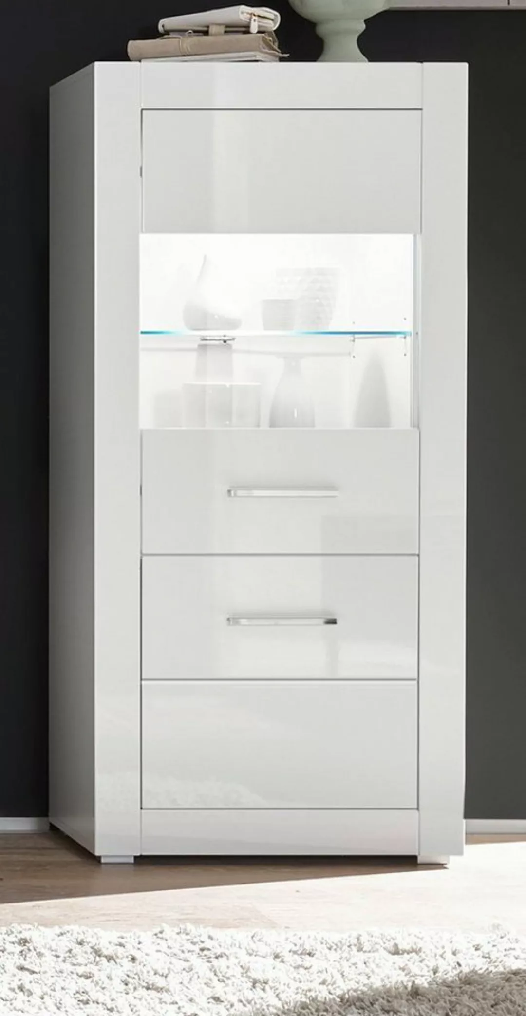 Furn.Design Midischrank Carrara (Vitrine halbhoch, 2-türig, 65 x 142 cm) in günstig online kaufen