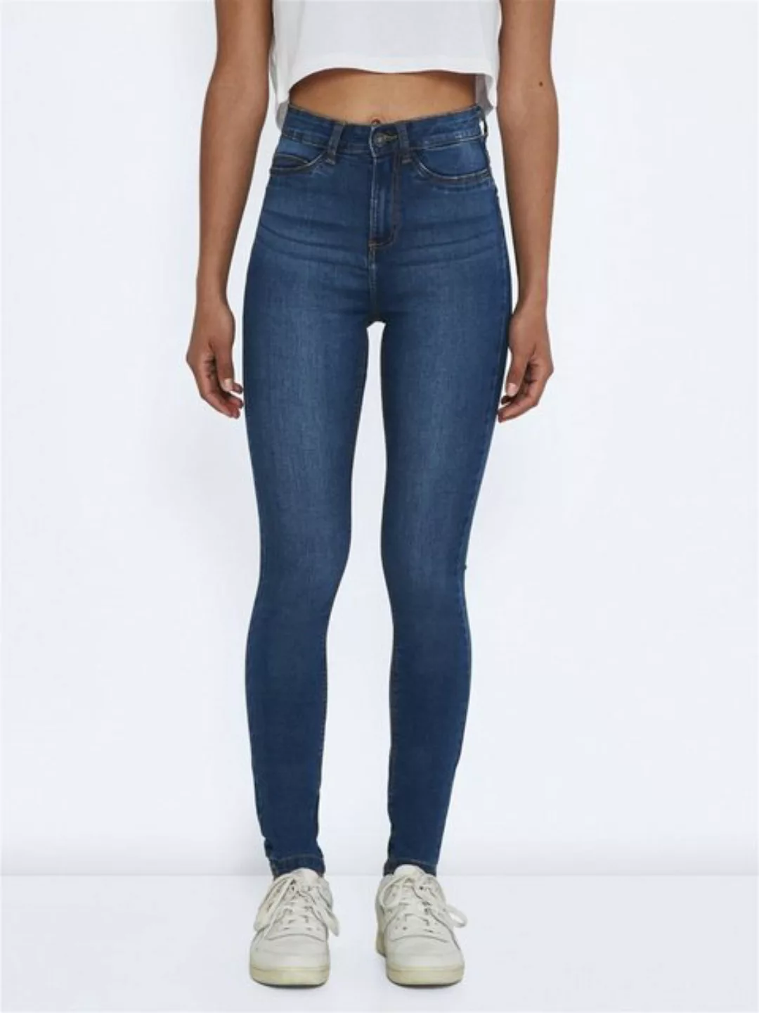 Noisy May Damen Jeans NMCALLIE HW SKINNY JEANS VI021MB - Skinny Fit - Blau günstig online kaufen