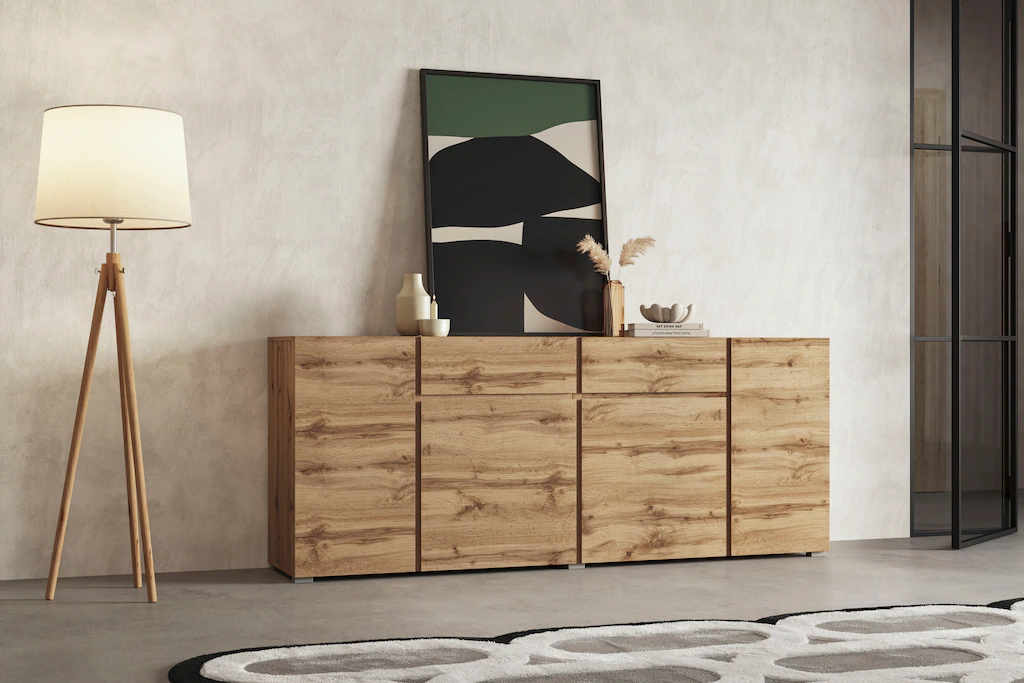 INOSIGN Sideboard "Asymetric, Breite 195 cm, grifflose Kommode 4 Türen/2 Sc günstig online kaufen