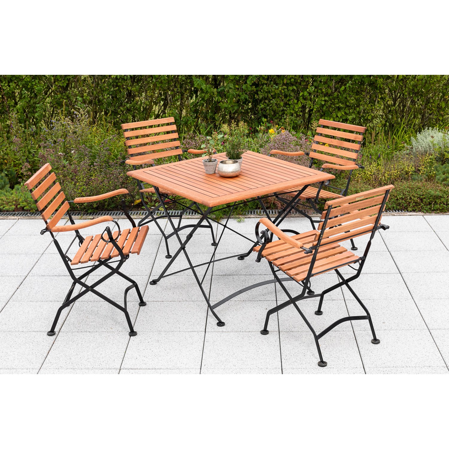 Merxx Gartenmöbelset Schlossgarten 5tlg. inkl. Klappsessel, Klapptisch 90x9 günstig online kaufen