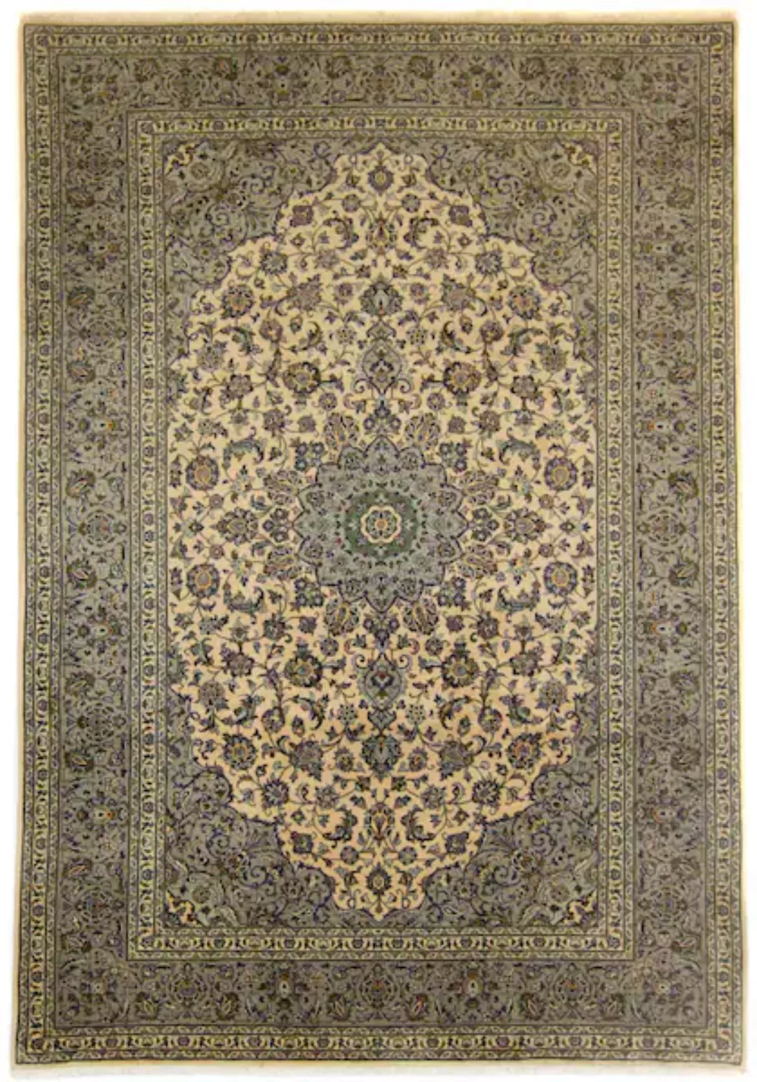 morgenland Wollteppich »Keshan Medaillon Beige chiaro 347 x 248 cm«, rechte günstig online kaufen