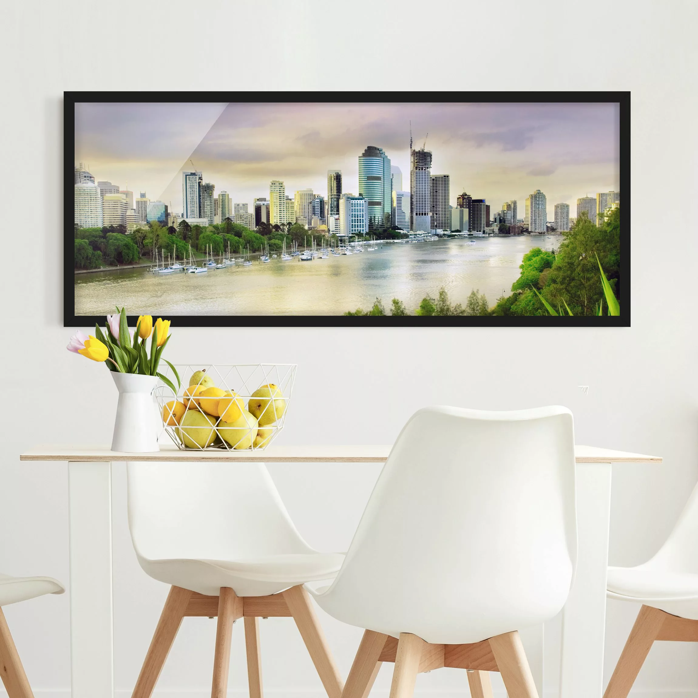 Bild mit Rahmen Architektur & Skyline - Panorama Brisbane günstig online kaufen