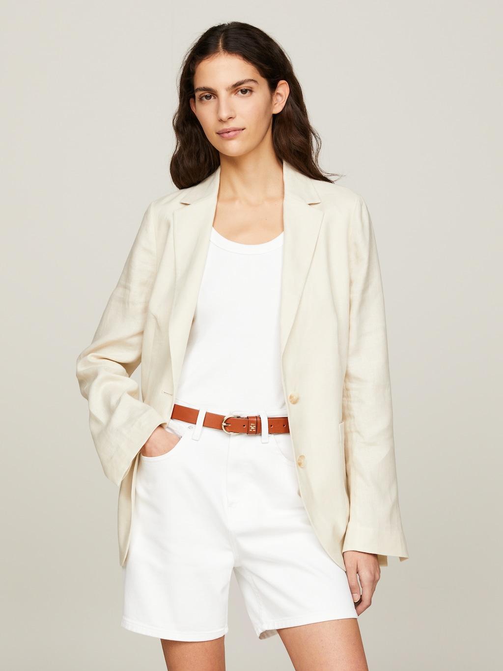 Tommy Hilfiger Kurzblazer "CASUAL LINEN REGULAR SB BLAZER", mit Ärmelschlit günstig online kaufen