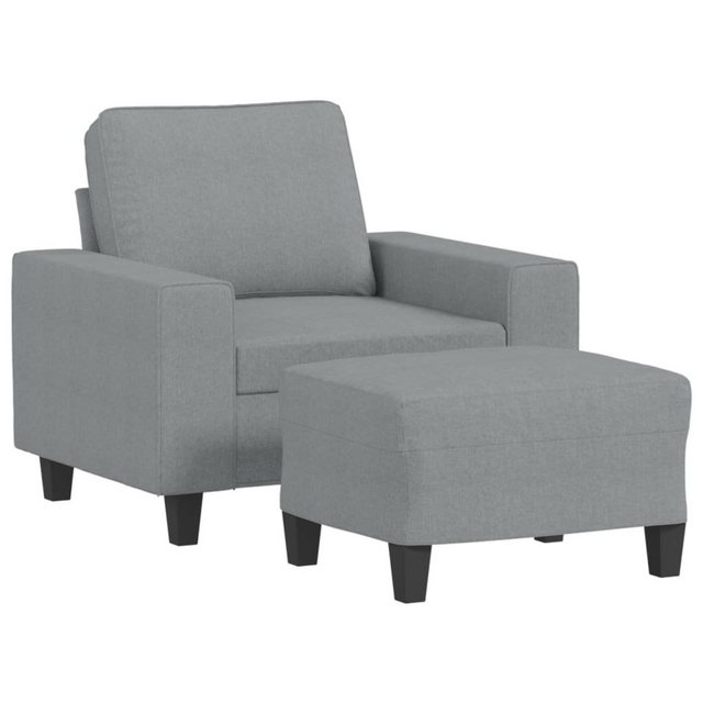 vidaXL Sofa Sessel mit Hocker Hellgrau 60 cm Stoff günstig online kaufen