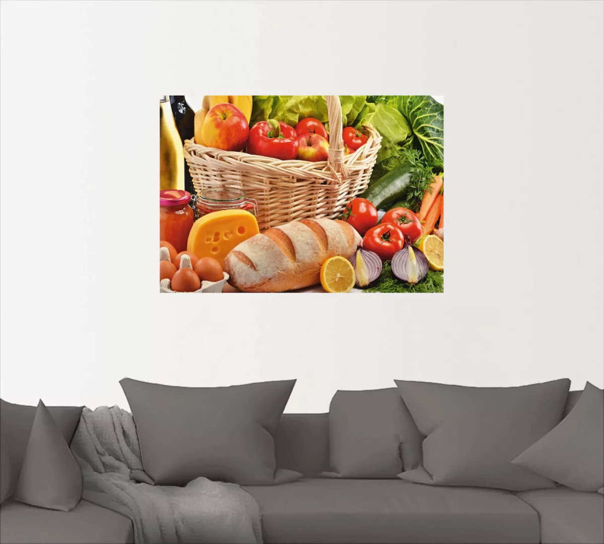 Artland Wandbild "Gesund Leben - Obst und Gemüsekorb", Lebensmittel, (1 St. günstig online kaufen