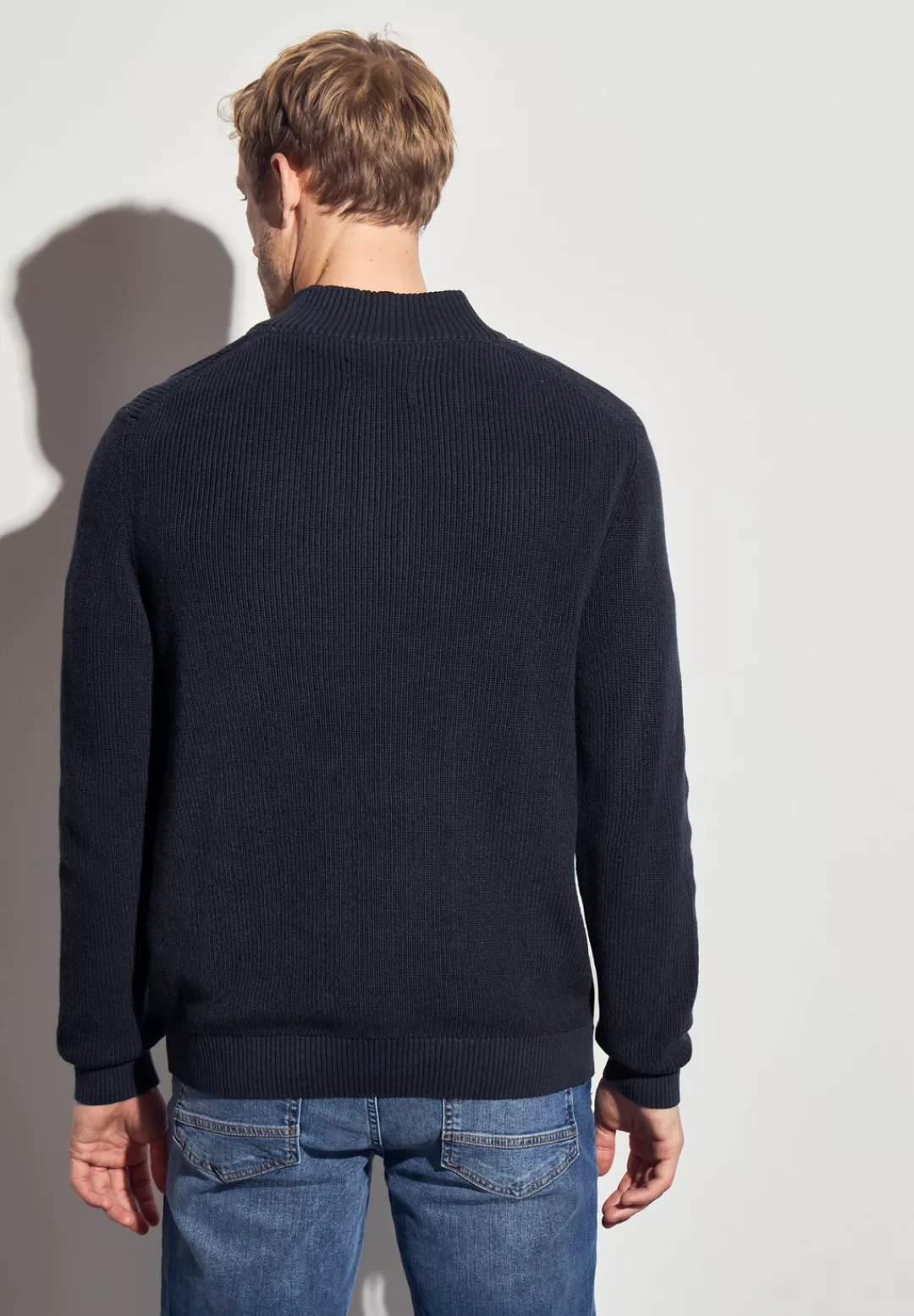 STREET ONE MEN Stehkragenpullover, aus reiner Baumwolle günstig online kaufen