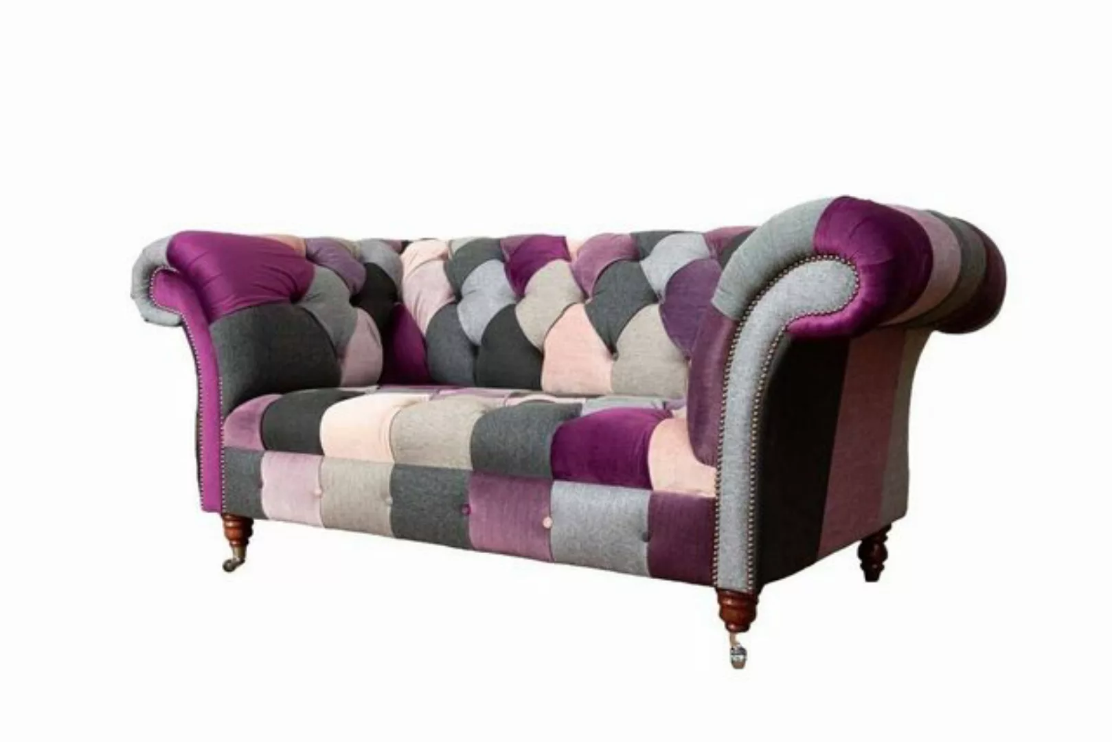 JVmoebel Sofa Buntes Chesterfield Stoffsofa Couch Polster Design 2 Sitzer T günstig online kaufen