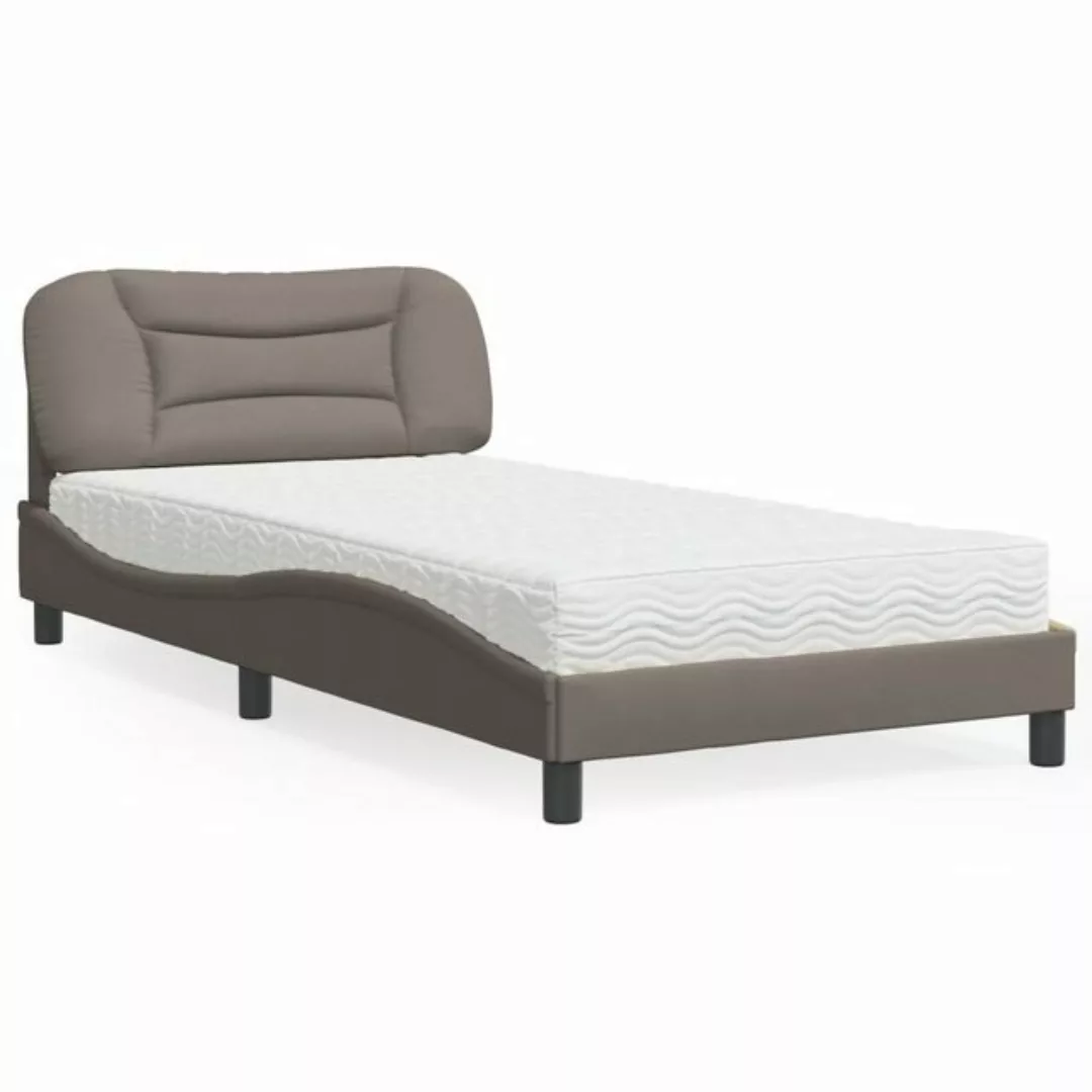 vidaXL Bett Bett mit Matratze Taupe 100x200 cm Stoff günstig online kaufen