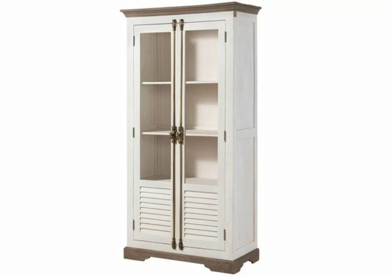 Massivmoebel24 Standvitrine (Mango 97x45x190 weiß lackiert TOULOUSE #101) günstig online kaufen