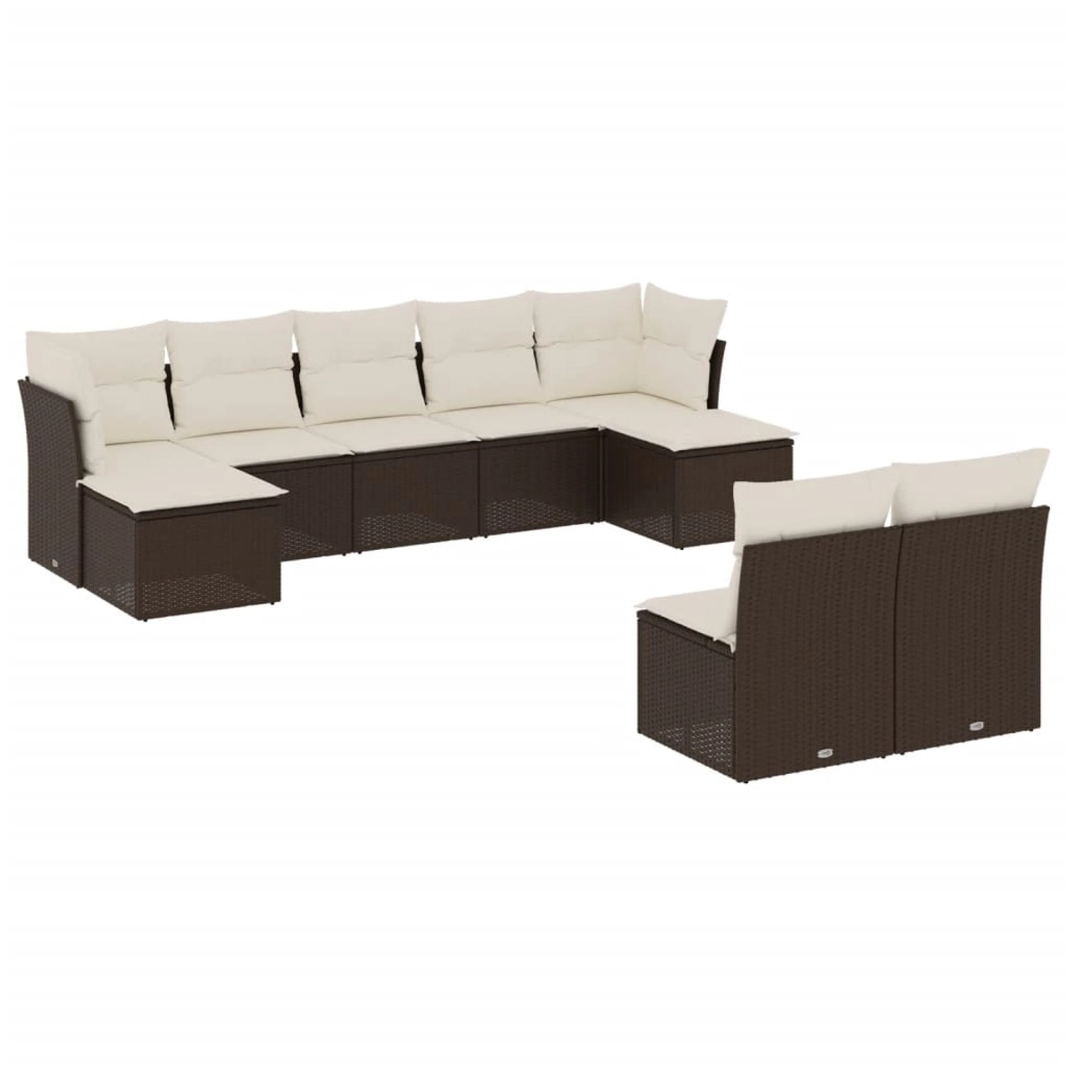 vidaXL 9-Tlg Garten-Sofagarnitur mit Kissen Braun Poly Rattan 3250112 günstig online kaufen