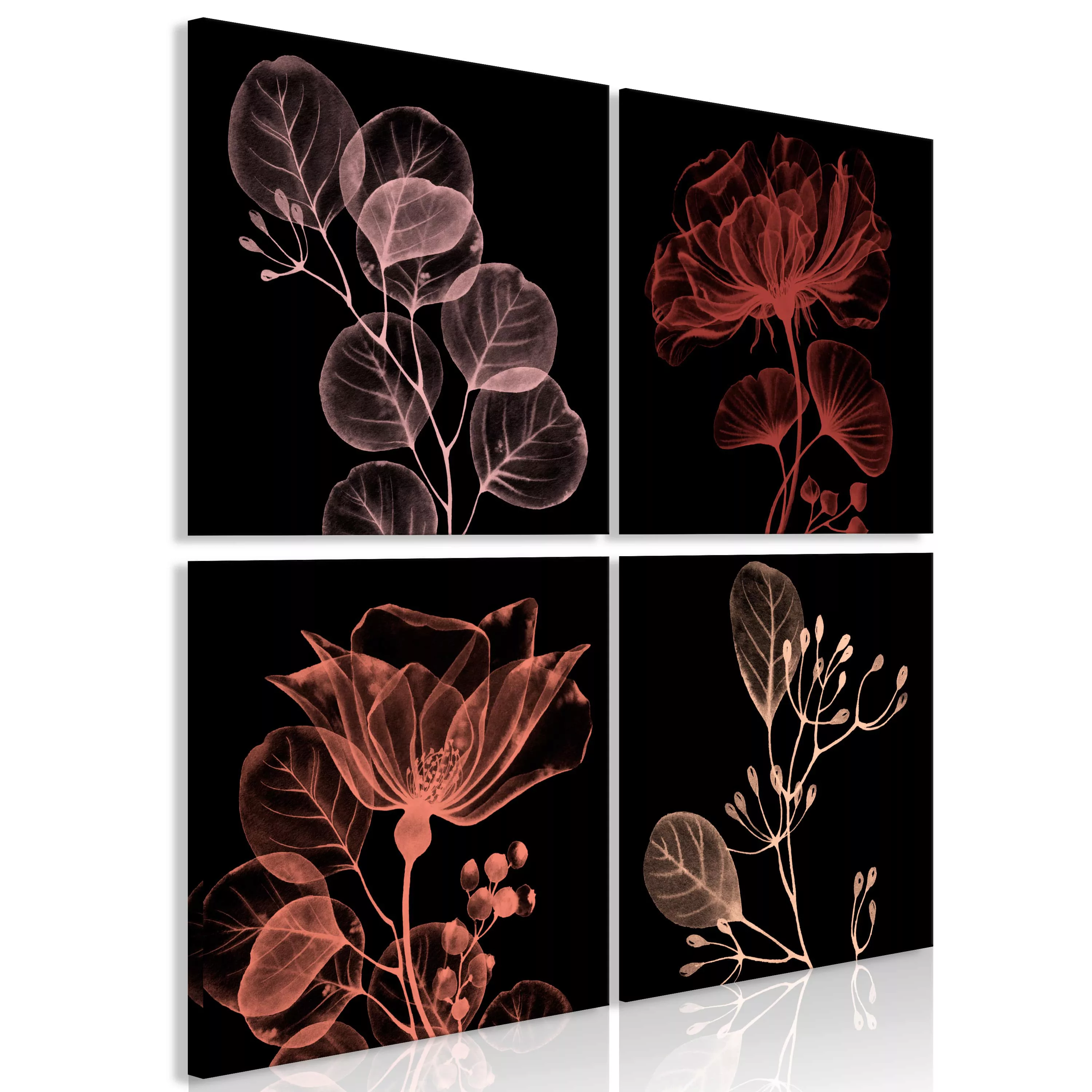 Wandbild - Glowing Flowers (4 Parts) günstig online kaufen