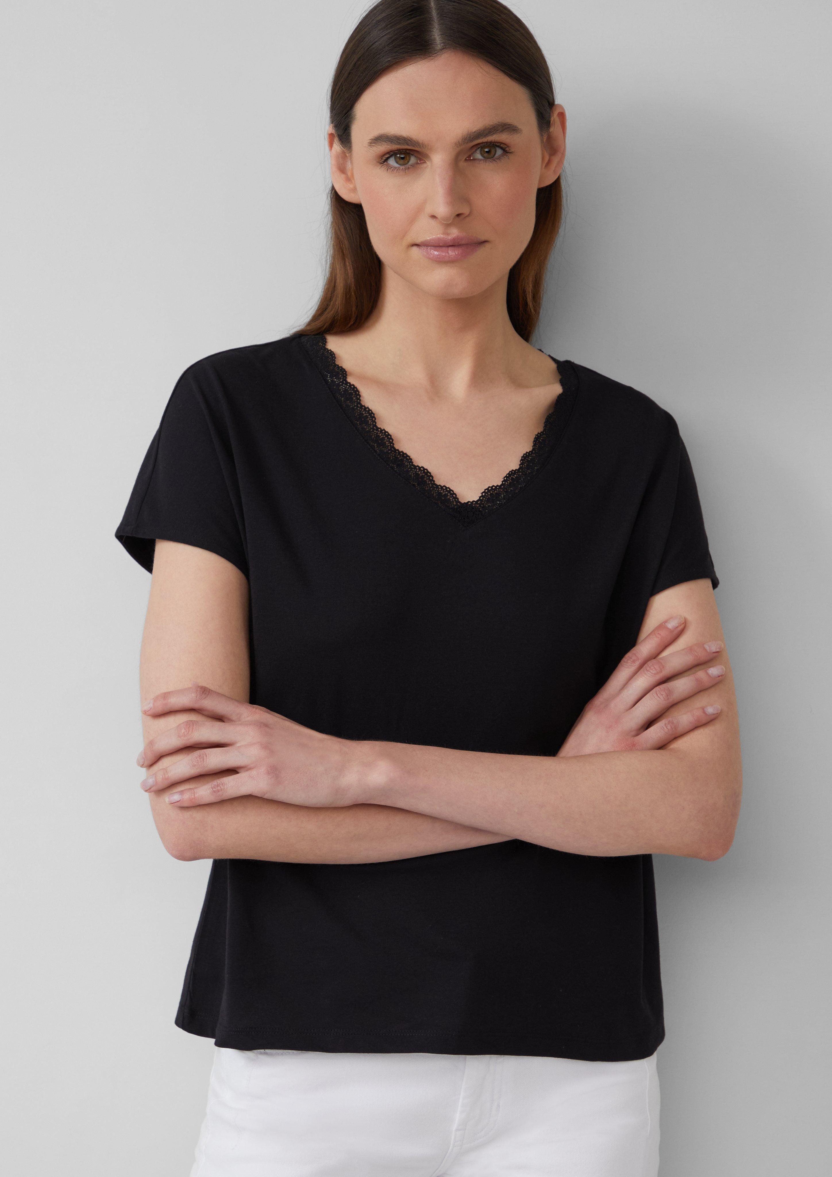 s.Oliver Shirttop T-Shirt mit Spitze aus günstig online kaufen