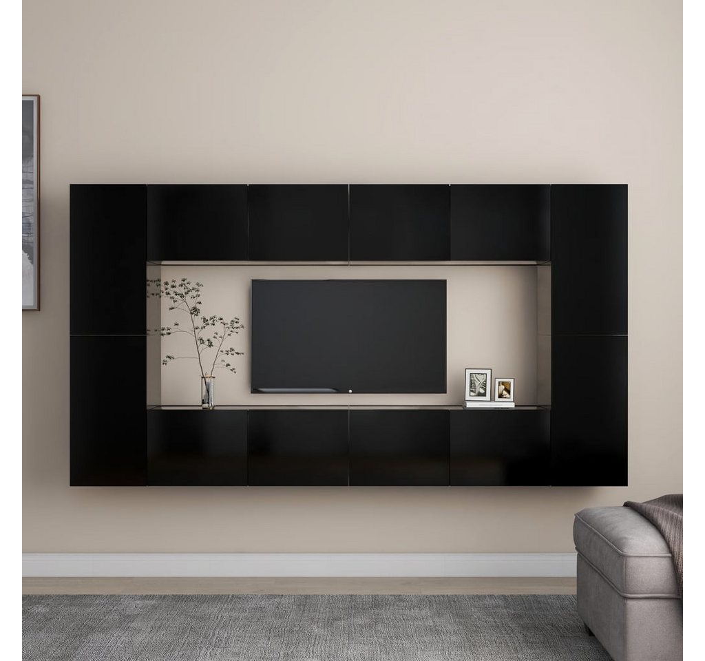 vidaXL TV-Schrank 8-tlg TV-Schrank-Set Schwarz Spanplatte günstig online kaufen