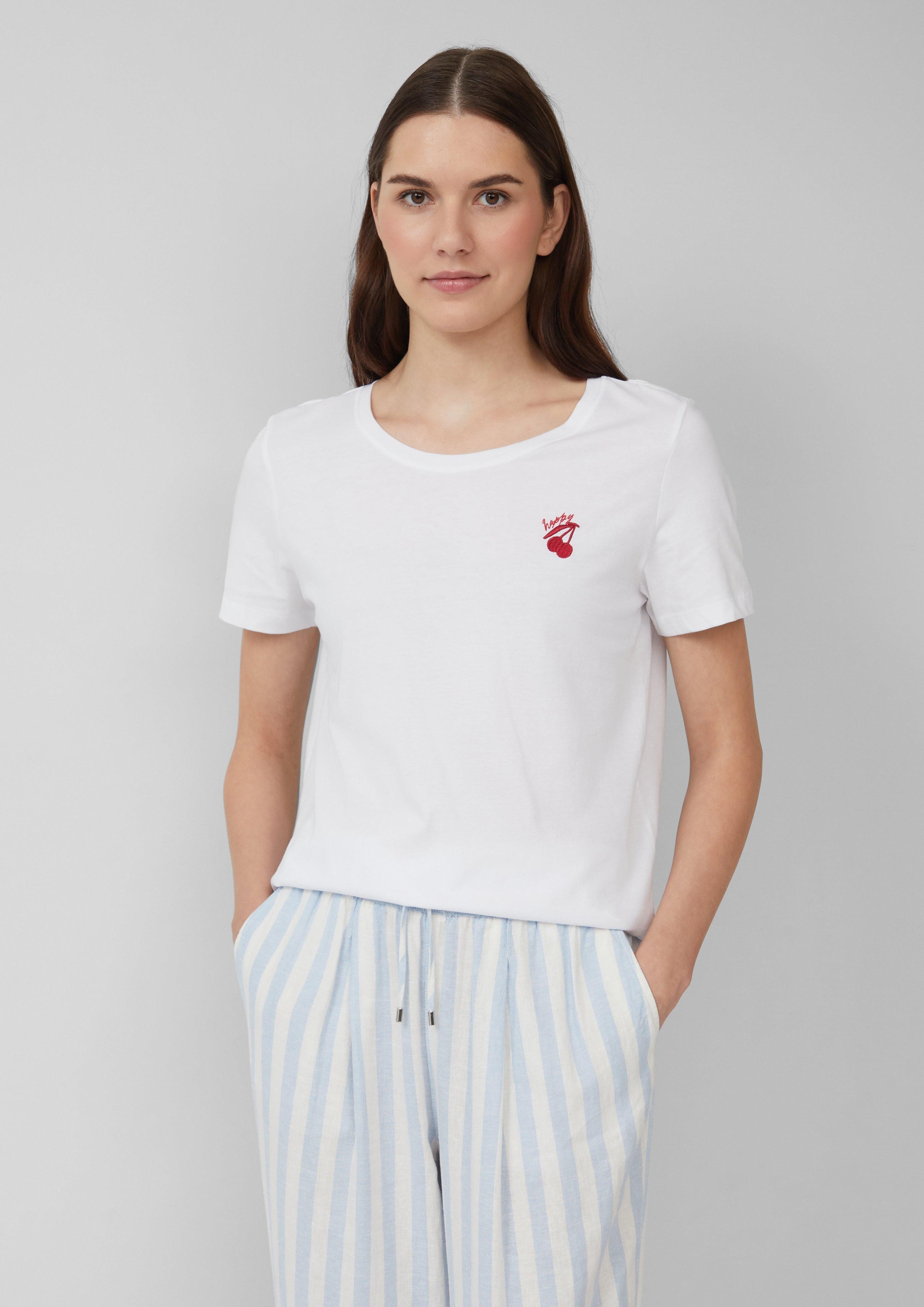 s.Oliver Kurzarmshirt Jersey-T-Shirt mit Stickerei Artwork günstig online kaufen