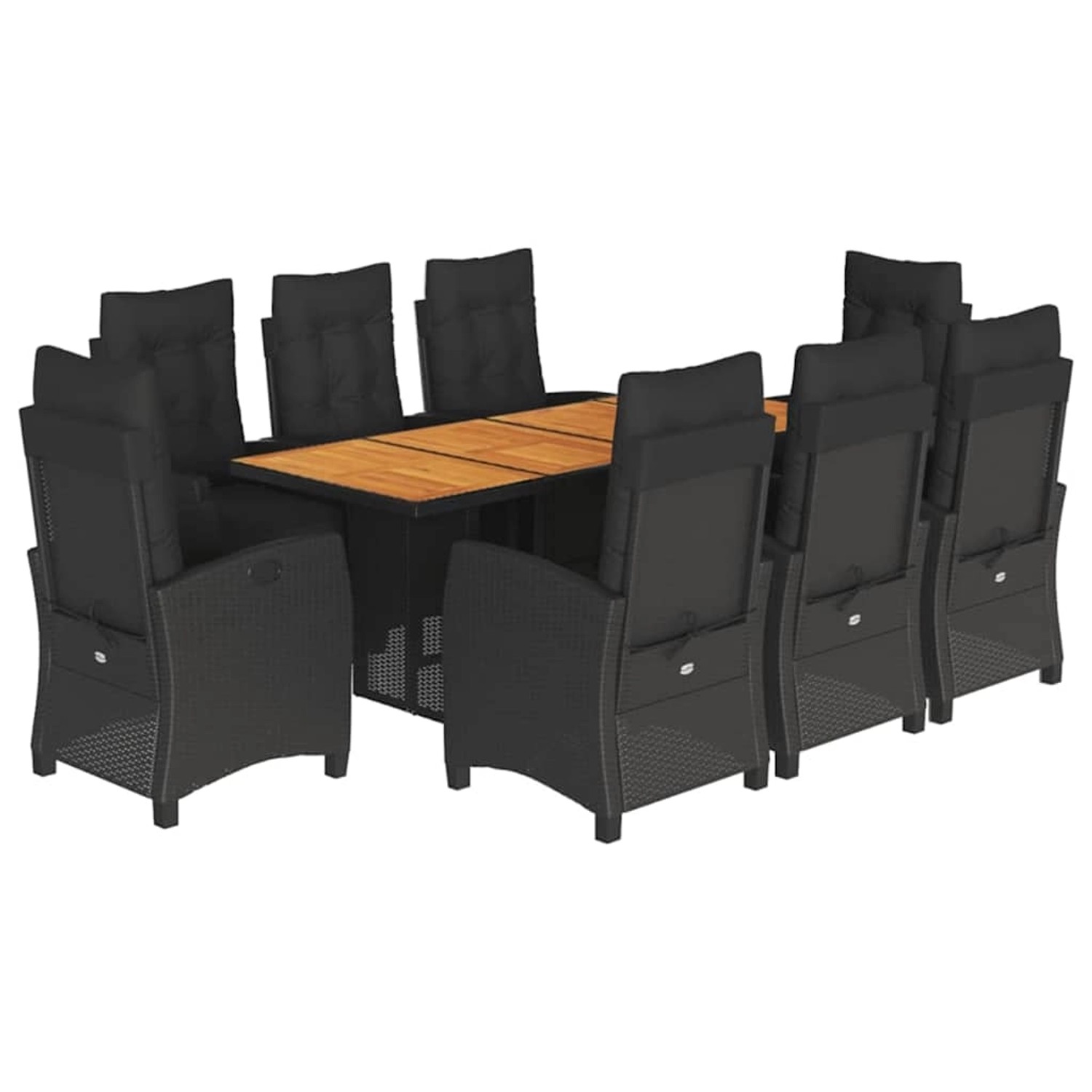 vidaXL 9-Tlg Garten-Essgruppe mit Kissen Schwarz Poly Rattan 3212937 günstig online kaufen