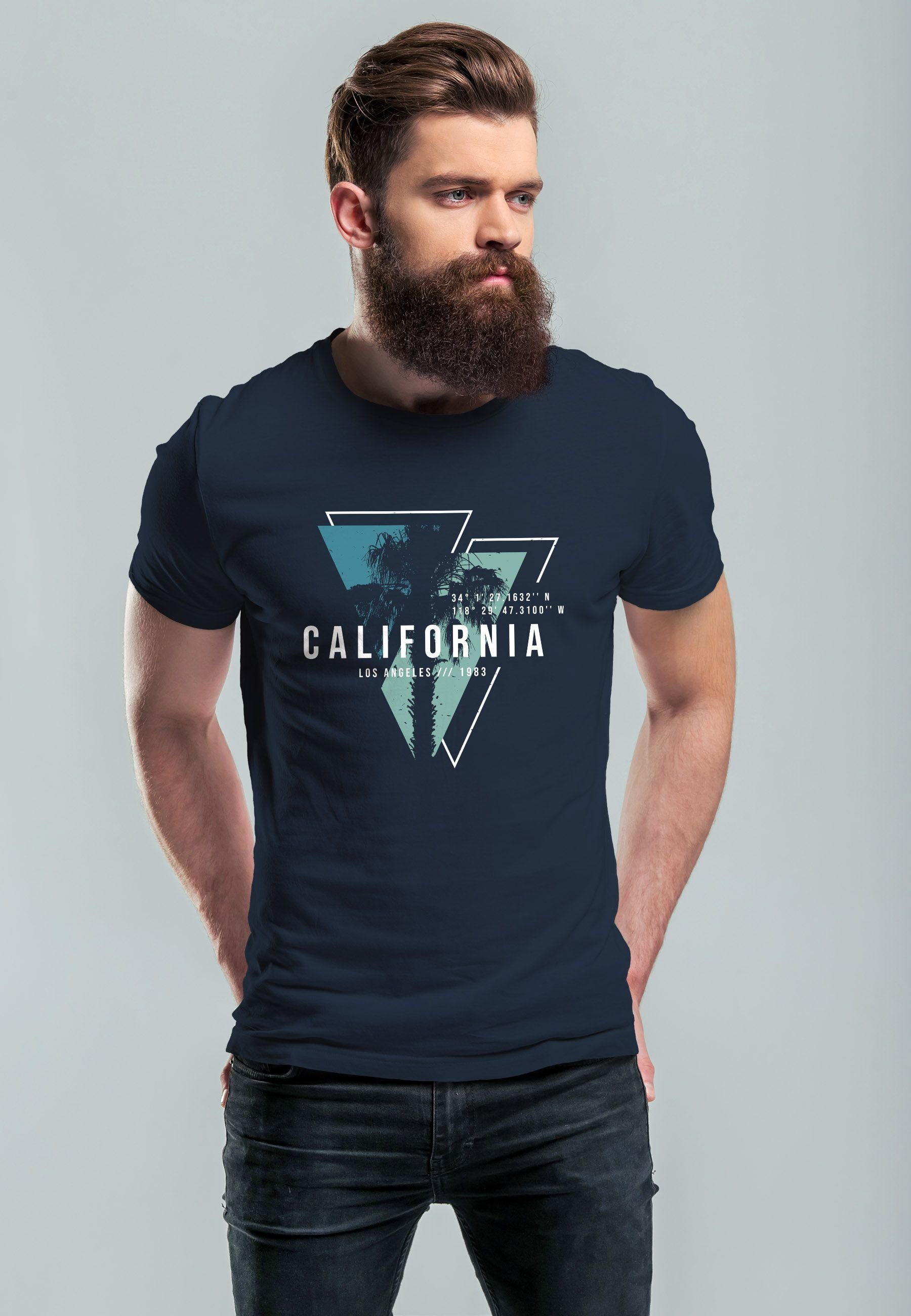 Neverless Print-Shirt Herren T-Shirt California Los günstig online kaufen