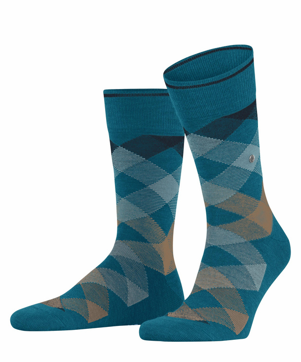Burlington Newcastle Herren Socken, 40-46, Blau, AnderesMuster, Schurwolle, günstig online kaufen