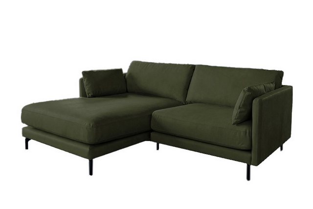 KAWOLA Ecksofa EMILIA, Sofa Kunstleder mit Lederanteil moosgrün Recamiere l günstig online kaufen