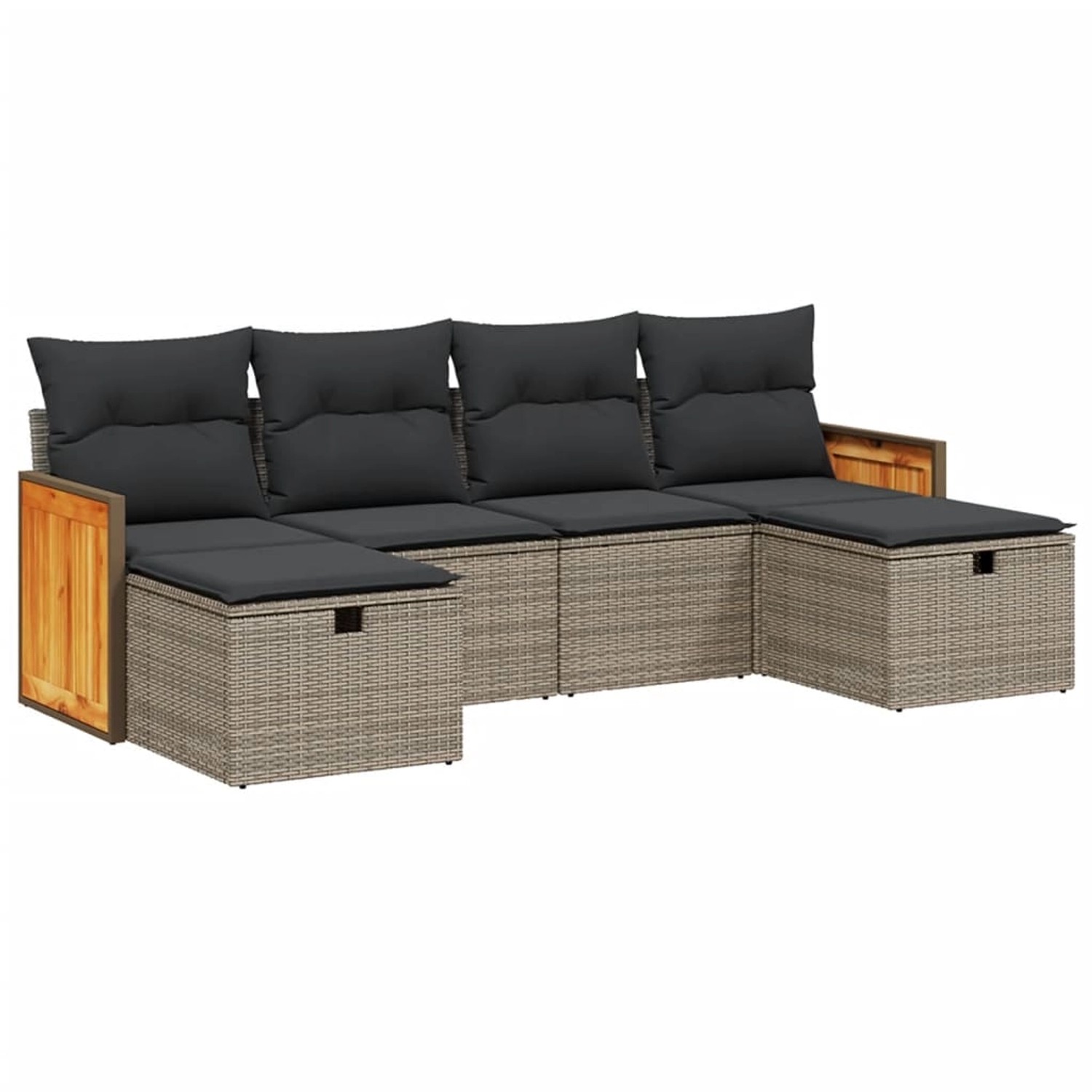 vidaXL 6-Tlg Garten-Sofagarnitur mit Kissen Grau Poly Rattan 3265778 günstig online kaufen