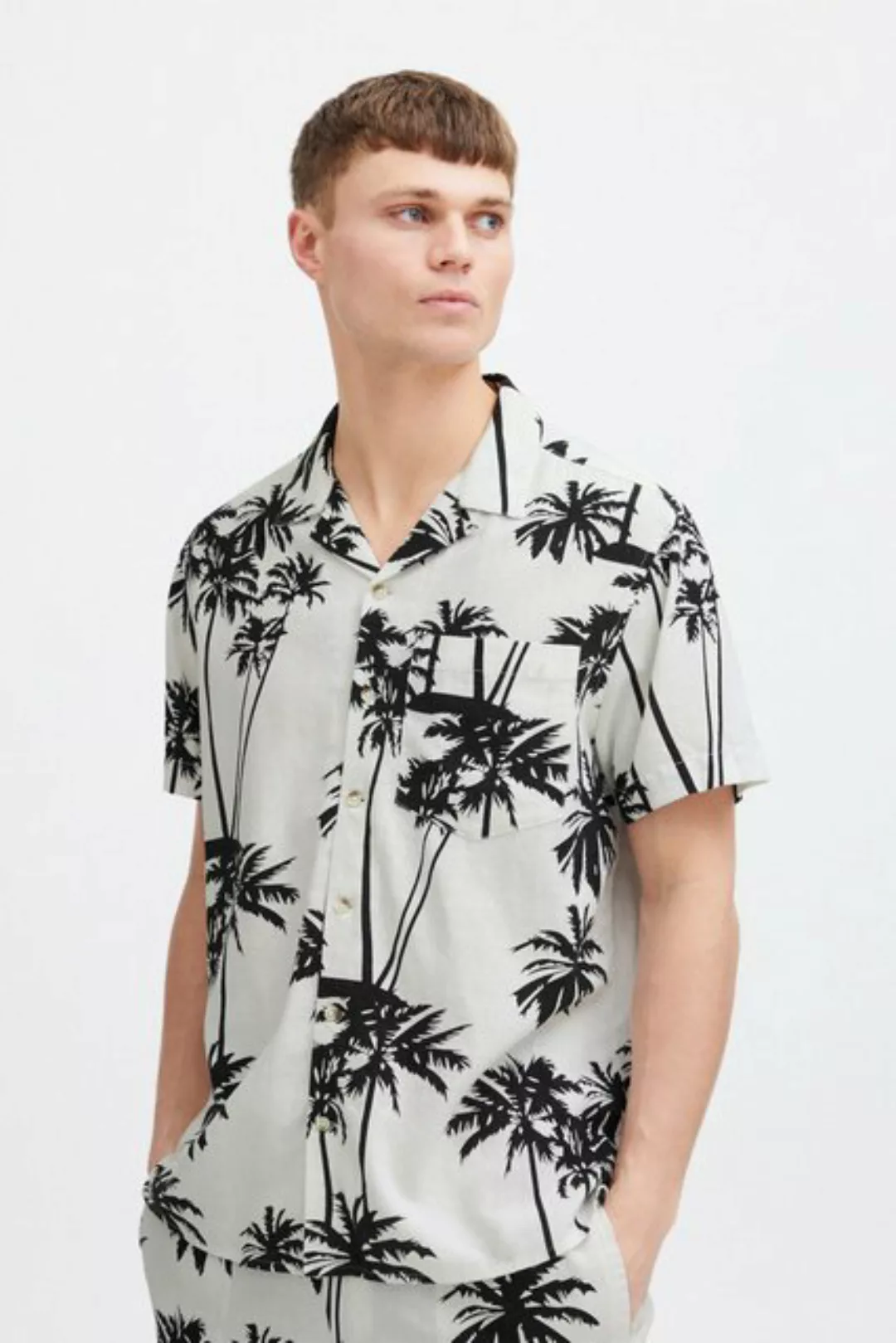 !Solid Kurzarmhemd SDIvalde sommerliche Cuba-Hemd mit Palmenprint günstig online kaufen