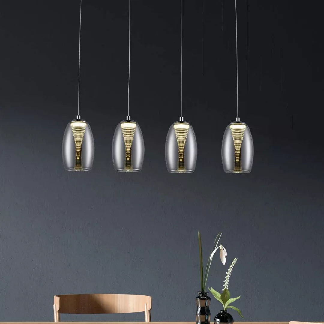 Brilliant LED-Pendelleuchte Metropolis 5-flammig Chrom und Rauchglas EasyDi günstig online kaufen