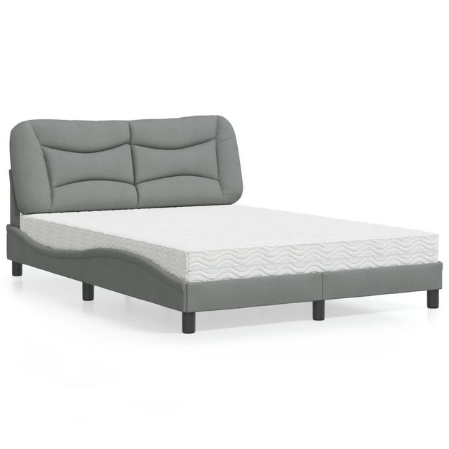 vidaXL Bett Bett mit Matratze Hellgrau 140x190 cm Stoff günstig online kaufen