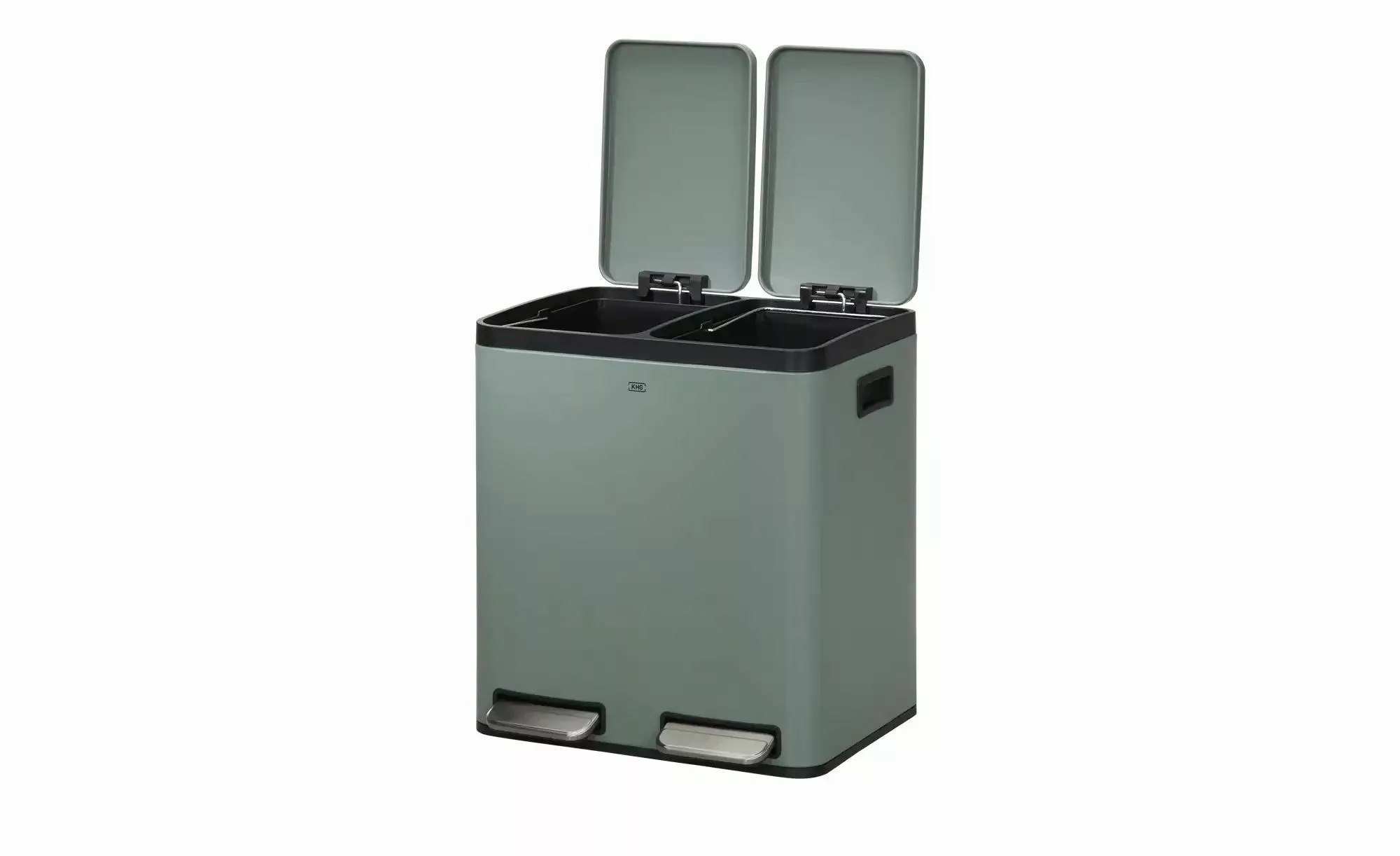 KHG Abfalleimer 2x15l   ¦ grün ¦ Eisen,Kunststoff ¦ Maße (cm): B: 41 H: 44, günstig online kaufen