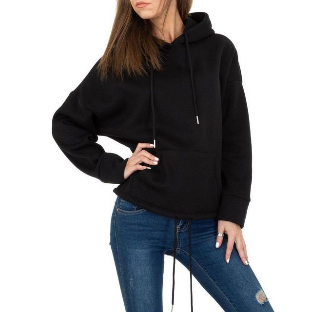 Ital-Design Sweatshirt Damen Freizeit Kapuze Stretch Sweatshirt in Schwarz günstig online kaufen