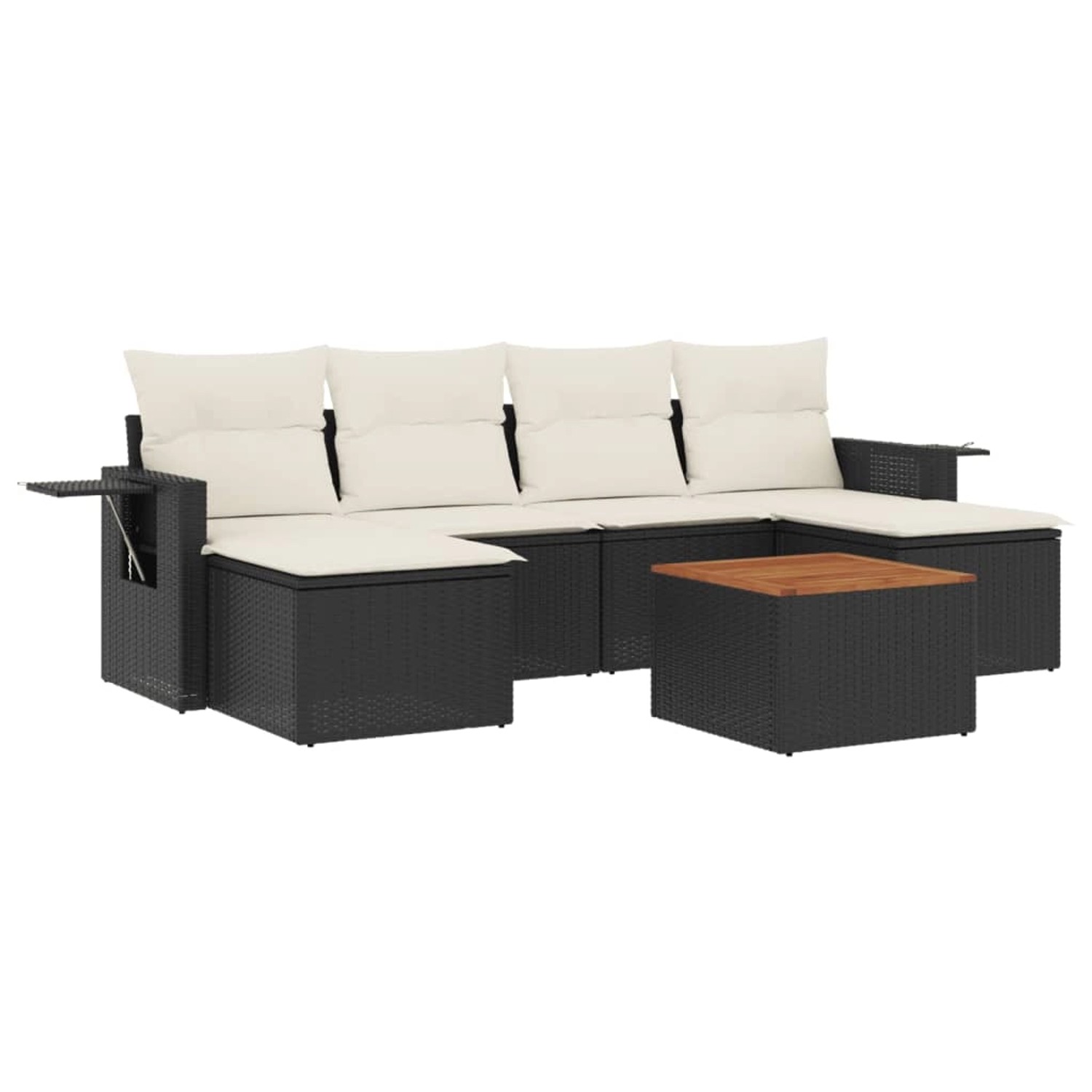 vidaXL 7-Tlg Garten-Sofagarnitur mit Kissen Schwarz Poly Rattan 3257015 günstig online kaufen