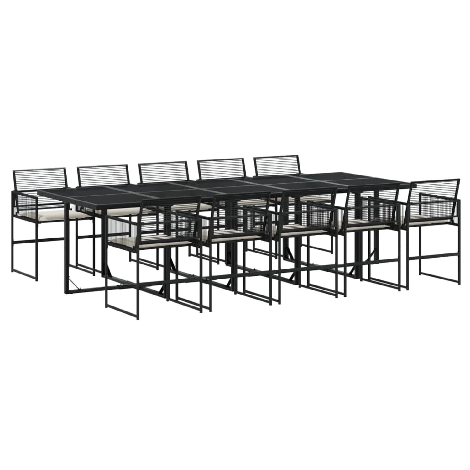 vidaXL 11-Tlg Garten-Essgruppe mit Kissen Schwarz Poly Rattan 3295026 günstig online kaufen
