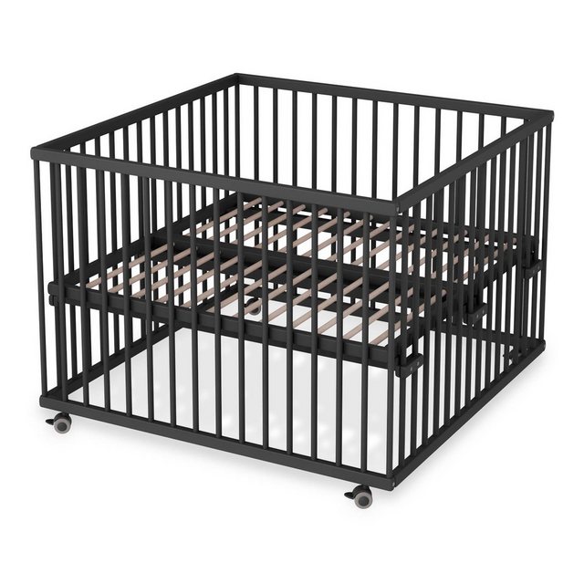 Sämann Babybett Laufgitter 100x100 cm mit Lattenrost Black Edition Premium günstig online kaufen