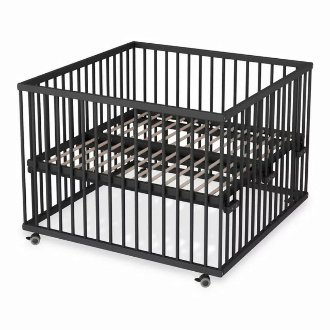 Sämann Babybett Laufgitter 100x100 cm mit Lattenrost Black Edition Premium günstig online kaufen