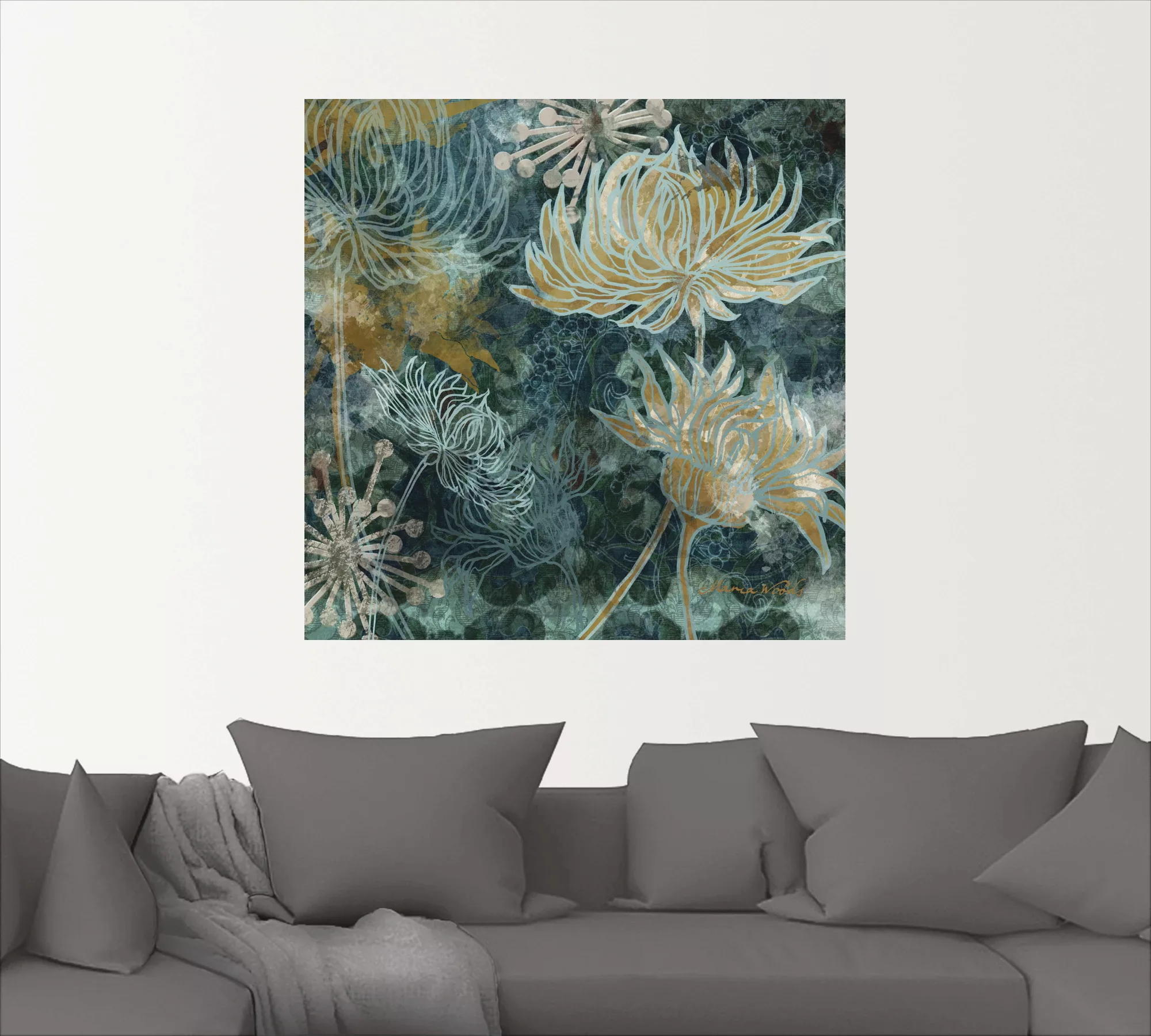 Artland Wandbild »Blaue Chrysanthemen I«, Blumen, (1 St.), als Alubild, Out günstig online kaufen