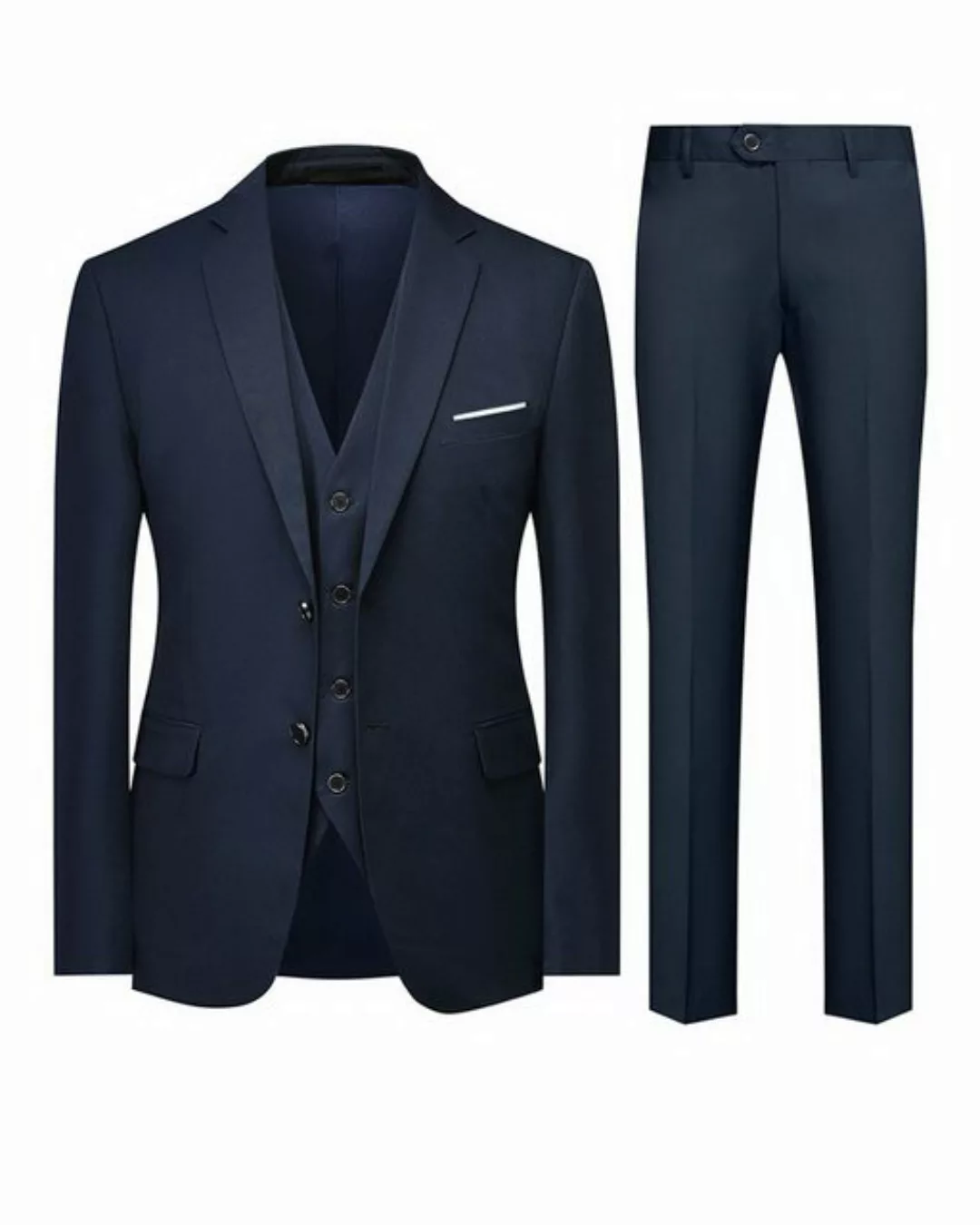 Allthemen Anzug (Set, Sakko & Weste & Hose) Slim Fit Businessanzug mit 2 Kn günstig online kaufen