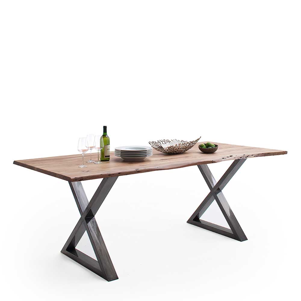 Esstisch Tisch aus Akazie Massivholz und Metall günstig online kaufen