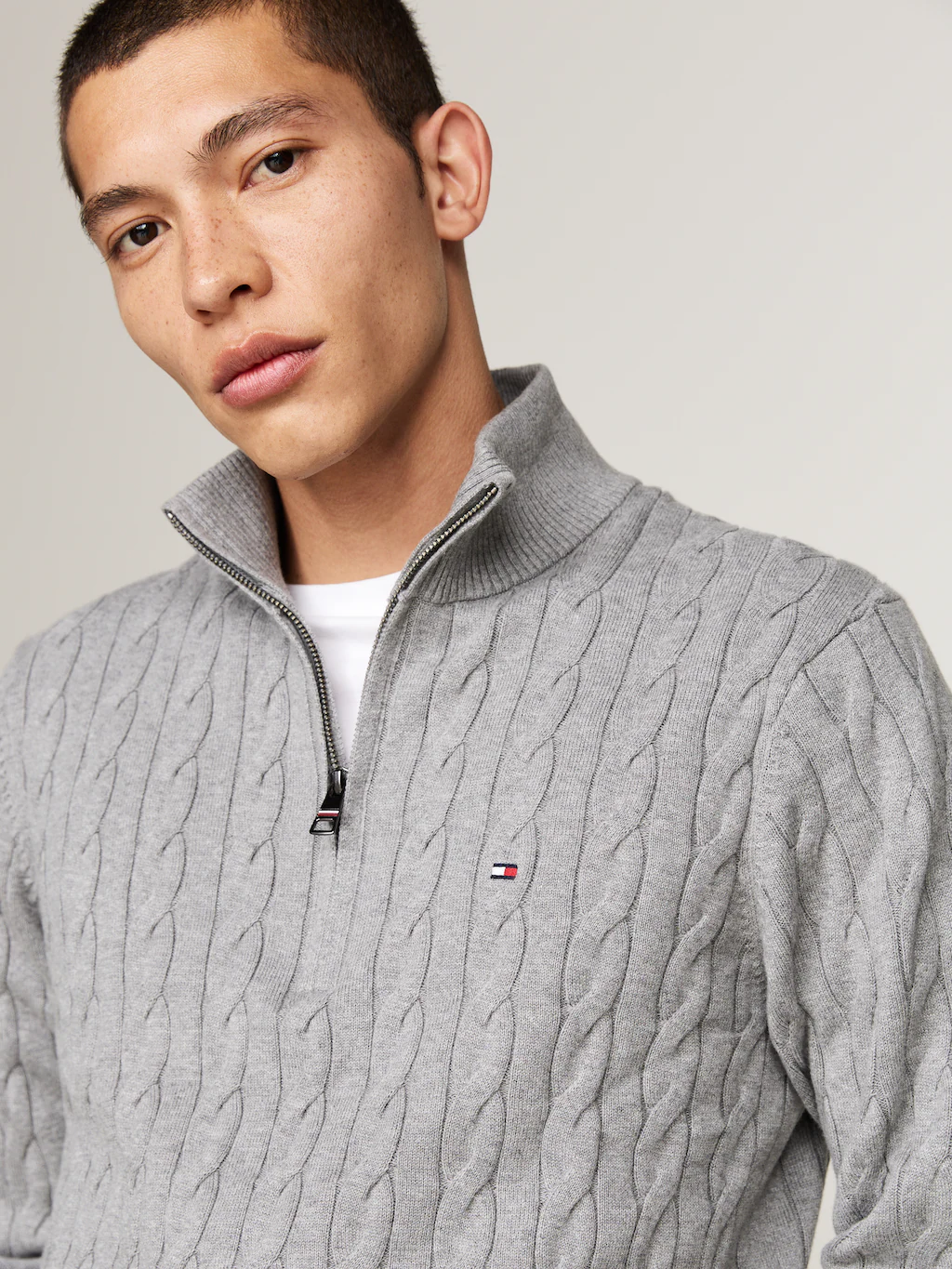 Tommy Hilfiger Strickpullover "CLASSIC COTTON CABLE ZIP MOCK", mit modische günstig online kaufen