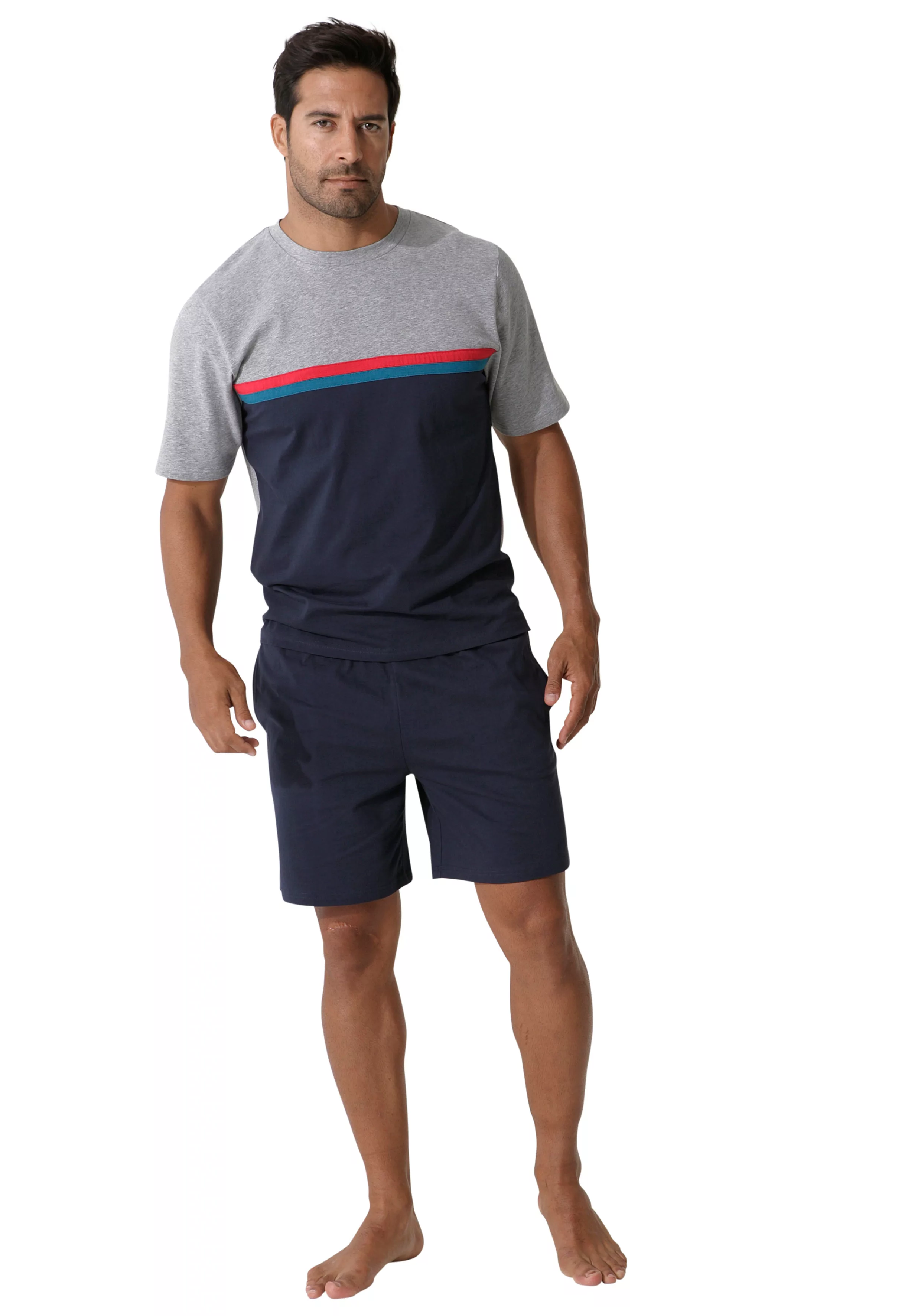 le jogger Pyjama, (2 tlg., 1 Stück), Schlafanzug mit Colorblock günstig online kaufen