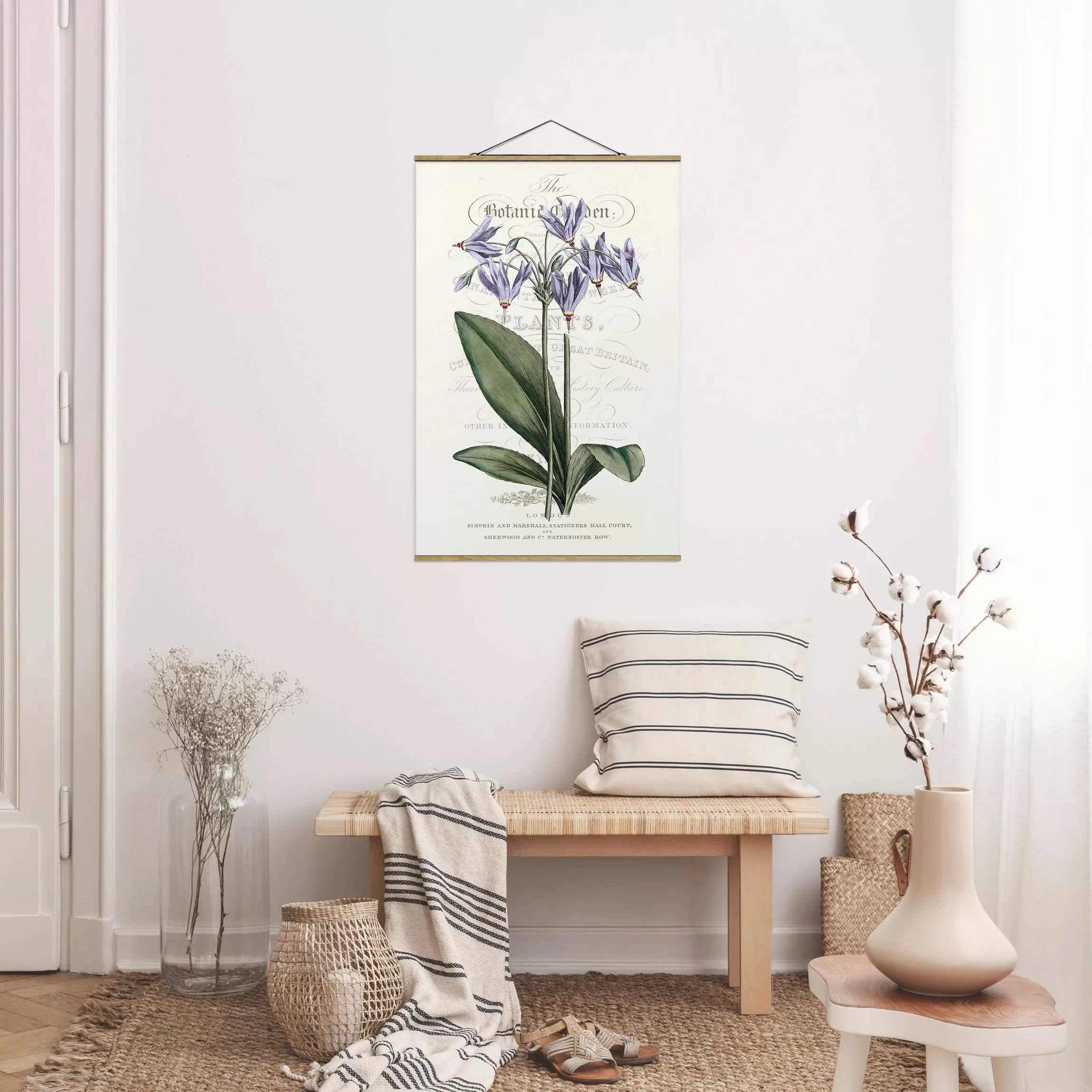 Stoffbild Blumen mit Posterleisten - Hochformat Botanisches Tableau - Götte günstig online kaufen
