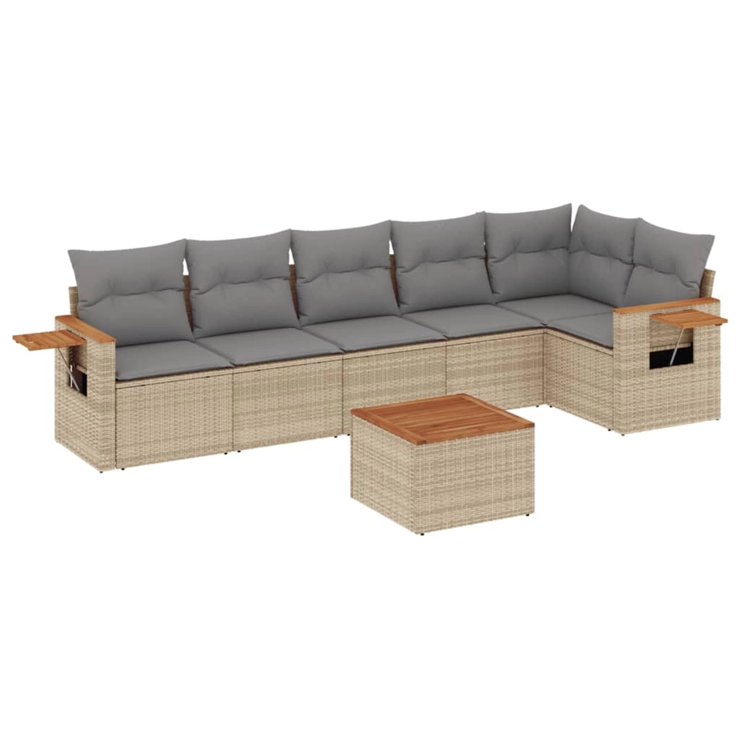 vidaXL 7-Tlg Garten-Sofagarnitur mit Kissen Beige Poly Rattan 3226836 günstig online kaufen